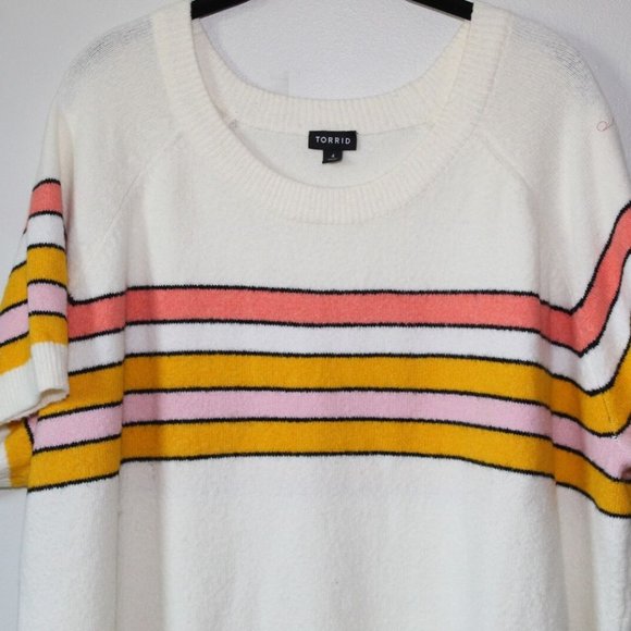 Torrid Vegan Cashmere Pullover Stripe Short Sleeve Sweater Plus Size 4 4X H13686 - Picture 3 of 11